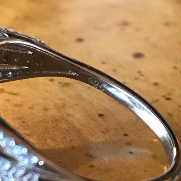 Natural Blue Sapphire Sterling Silver Teardrop Ring Size 7 - Picture 5 of 8